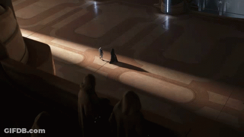 People Standing In Dark Room With Shadow GIF