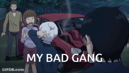 People Standing In Front Of Red Car My Bad Gang GIF