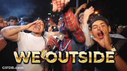 People Standing In Front Of We Outside GIF