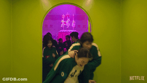 People Standing In Hallway With Netflix GIF