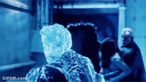 People Standing In Room With Blue Light GIF