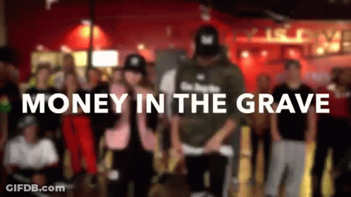 People Standing Under Money In The Grave GIF