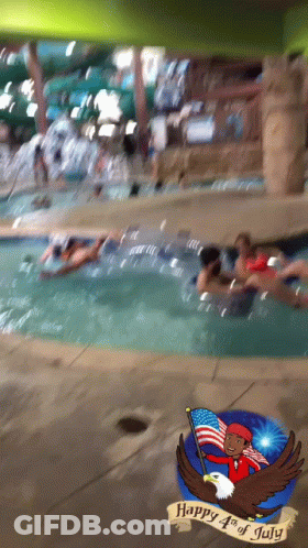 People Swimming In Pool Happy 4Th Of July GIF