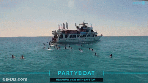 People Swimming Near Party Boat GIF