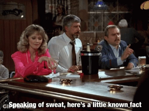 People Talking At Bar About Sweat GIF