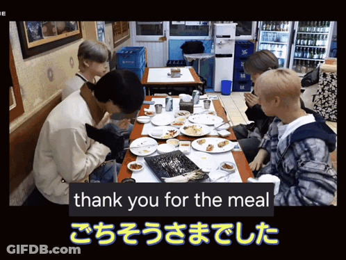 People Thank You For The Meal Blue Letters GIF