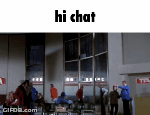 People Waiting In Room With Hi Chat GIF