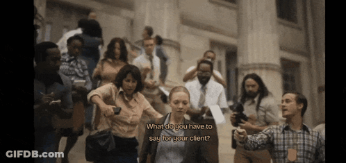 People Walking Down Stairs Saying What Do You Have To Say For Your Client GIF