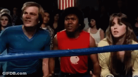 People Watching Boxing Match GIF