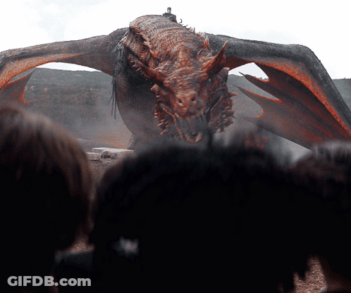 People Watching Dragon With Wings Spread GIF