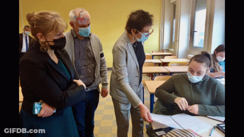 People Wearing Face Masks In Classroom GIF