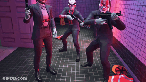 People Wearing Masks Holding Guns GIF