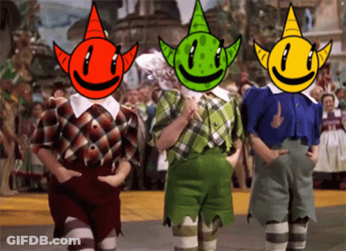 People With Smiley Faces On Heads GIF