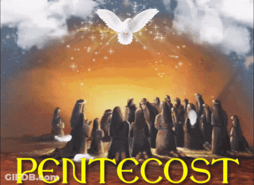 People With Yellow Pentecost Letters GIF