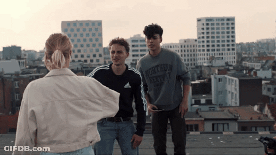 Peoples Elbow To Elbow Greetings GIF