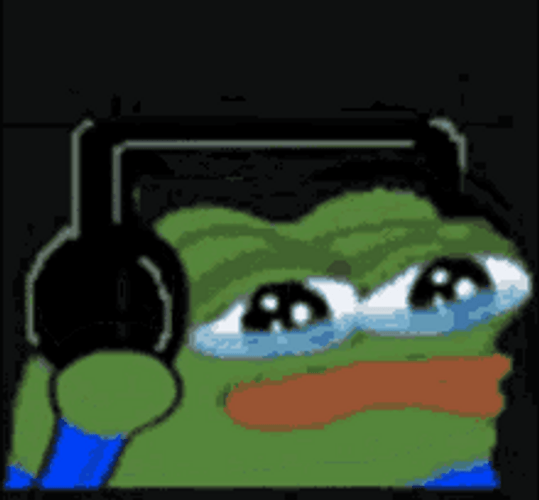 Pepe Frog Meme Crying Music Vibing GIF