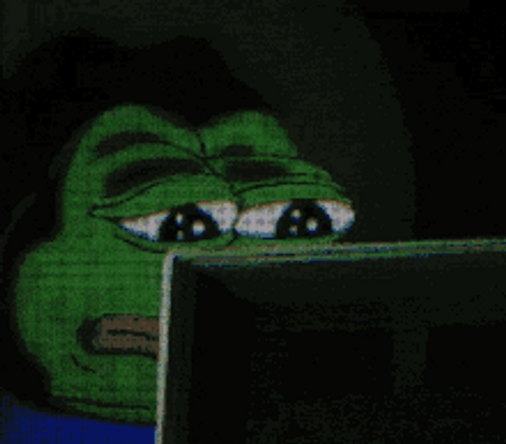 Pepe Frog Meme Sad Watching Computer GIF
