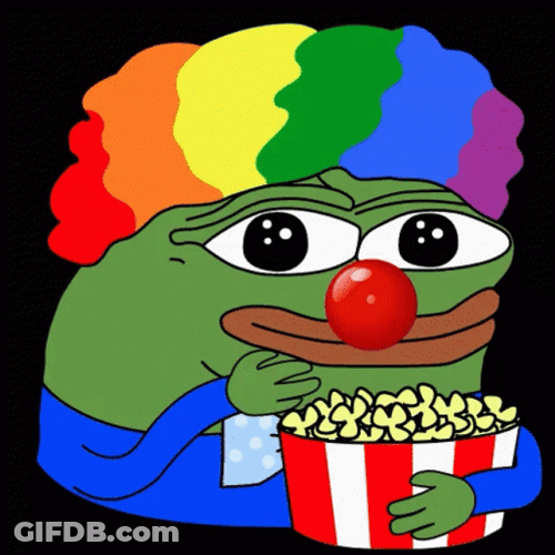 Pepe Meme Clown Eating Popcorn GIF
