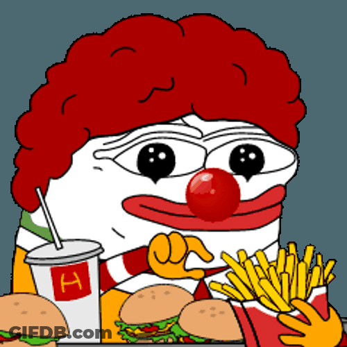 Pepe The Frog Clown Eating Mcdonalds Meal GIF