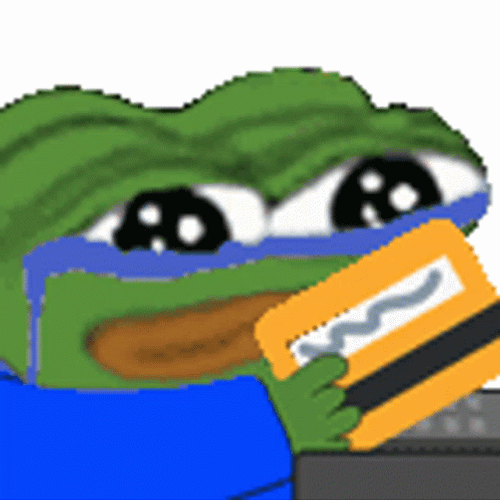 Pepe The Frog Crying In Front Of Card Swiper GIF