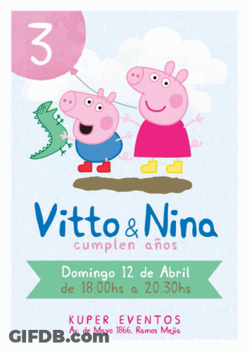Peppa Pig 3Rd Birthday Invitation GIF