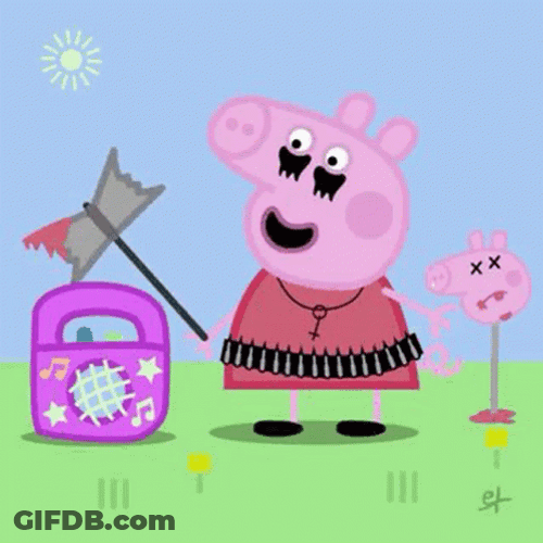 Peppa Pig Hitting Radio Meme GIF