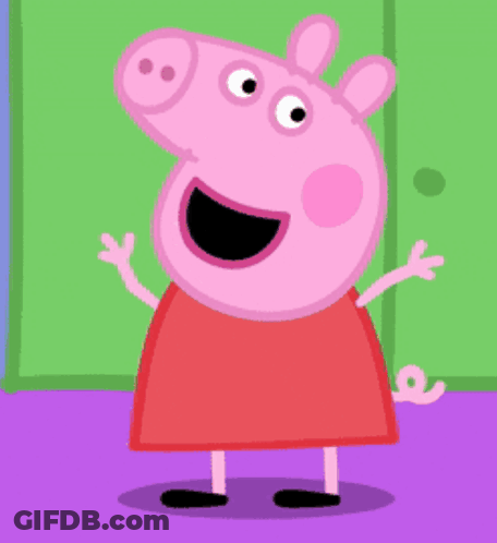Peppa Pig Smiling In Front Of Green Door GIF