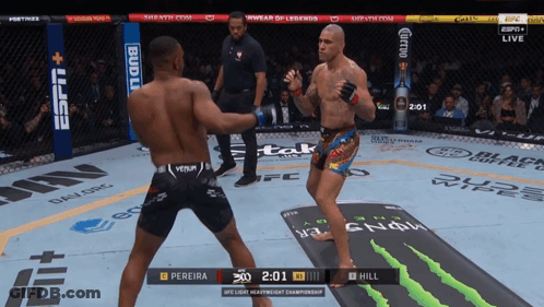 Pereira Fighting Hill In Boxing Ring GIF