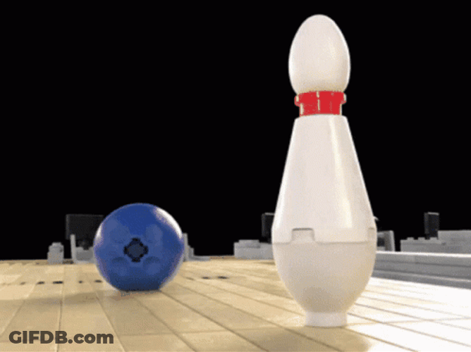 Perfect Bowling Alley Strike GIF