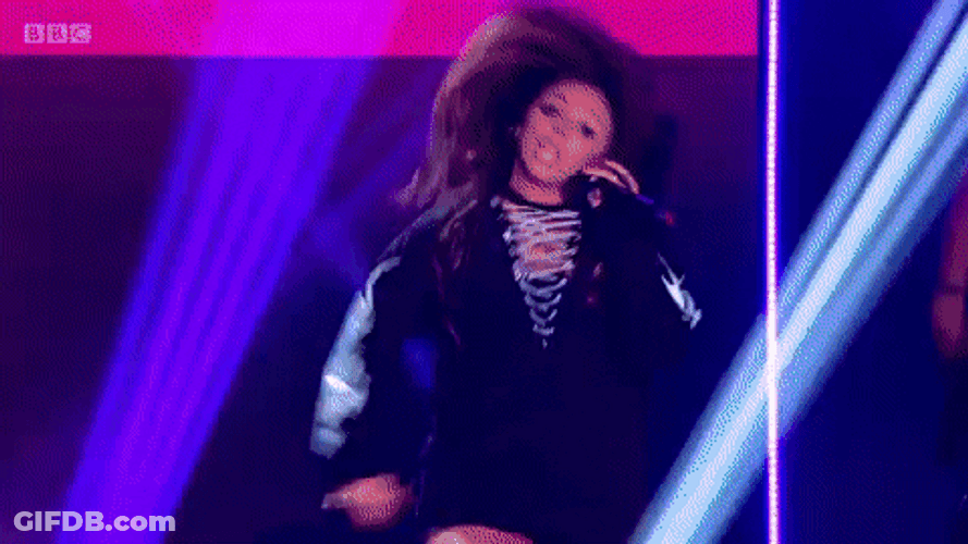 Perrie Edwards Performing On Stage With Pony Tail GIF