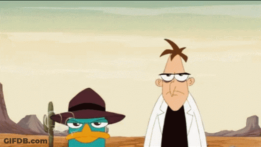 Perry The Platypus And Dr. Doofenshmirtz Walking Together GIF