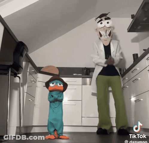 Perry The Platypus And Dr. Seuss In Kitchen GIF