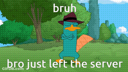 Perry The Platypus Bruh Bro Just Left Server GIF