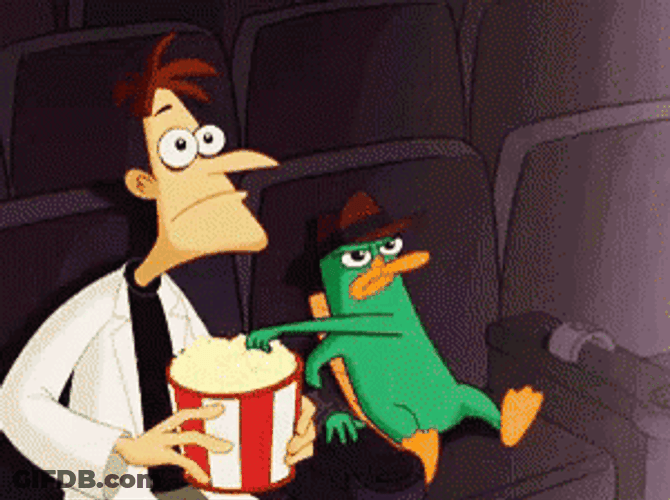 Perry The Platypus Eating Popcorn With Dr. Doofenshmirtz GIF