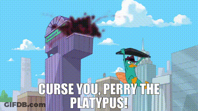 Perry The Platypus Flying Over City GIF