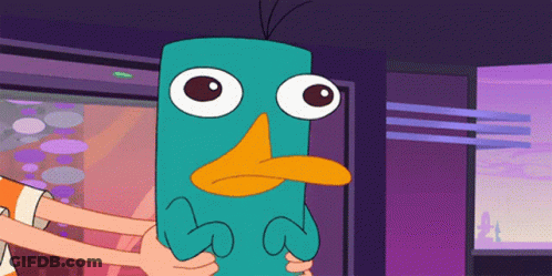 Perry The Platypus Held By Two People GIF
