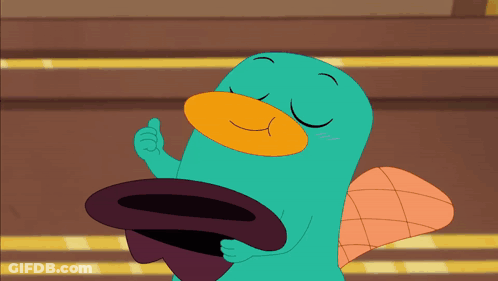 Perry The Platypus Holding Hat With Thumbs Up GIF