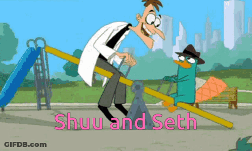 Perry The Platypus On Seesaw Saying Shuu And Seth GIF
