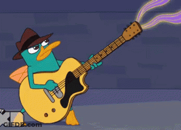 Perry The Platypus Playing Guitar Tricks GIF