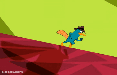 Perry The Platypus Running On Red Surface GIF