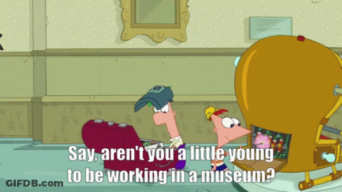 Perry The Platypus Saying Say Aren't You A Little Young To Be Working In A Museum GIF