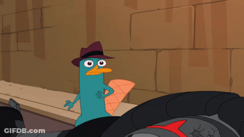 Perry The Platypus Standing Next To Robot GIF