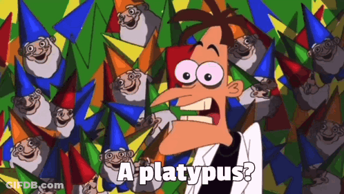 Perry The Platypus Surrounded By Gnomes Saying A Platypus GIF