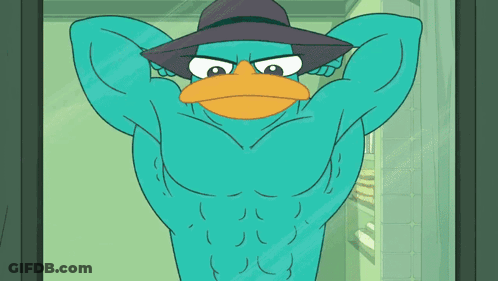 Perry The Platypus Walking On Beach With Stick GIF