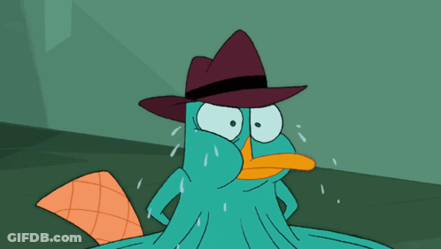 Perry The Platypus Wearing Hat And Waffle Cone GIF