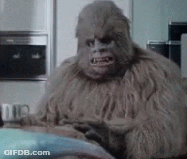 Person As Bigfoot On Kitchen Couch GIF