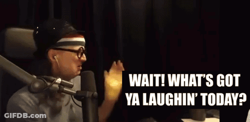 Person At Microphone Saying Wait What's Got Ya Laughin Today GIF