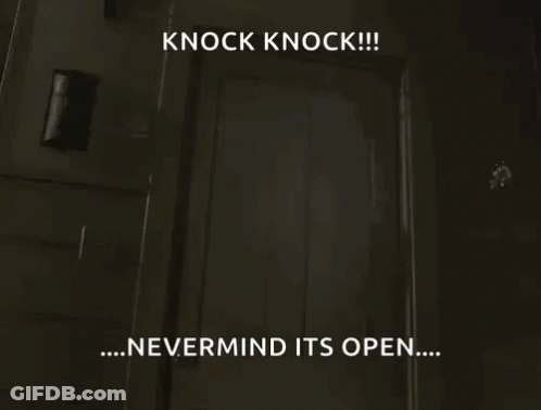 Person At Open Door Saying Knock Knock GIF
