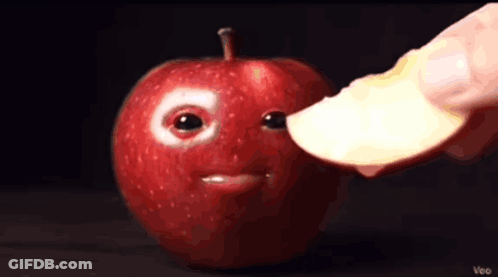 Person Biting Apple With Face GIF