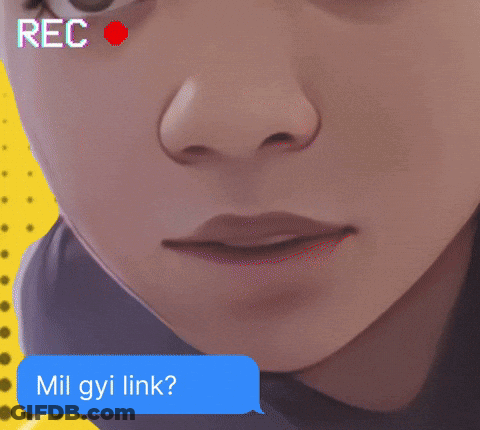 Person Blue Speech Bubble Saying Mil Gyi Link GIF
